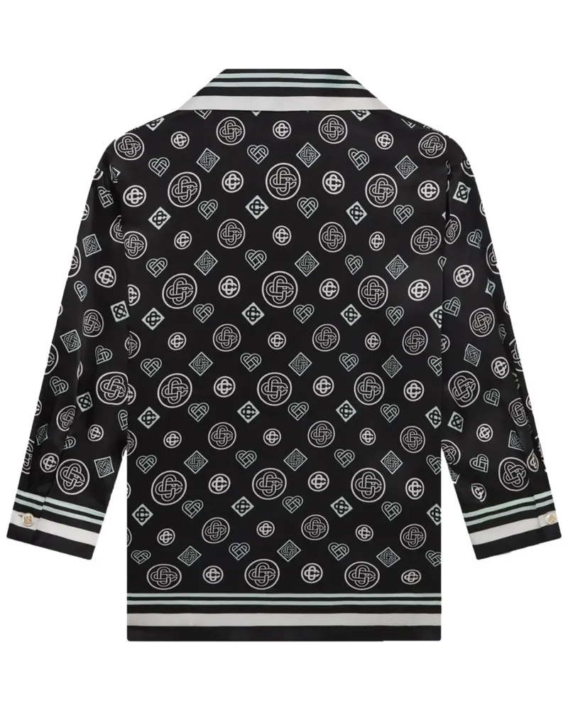 Casablanca Paris Monogram Silk Pajama Shirt — Black Black