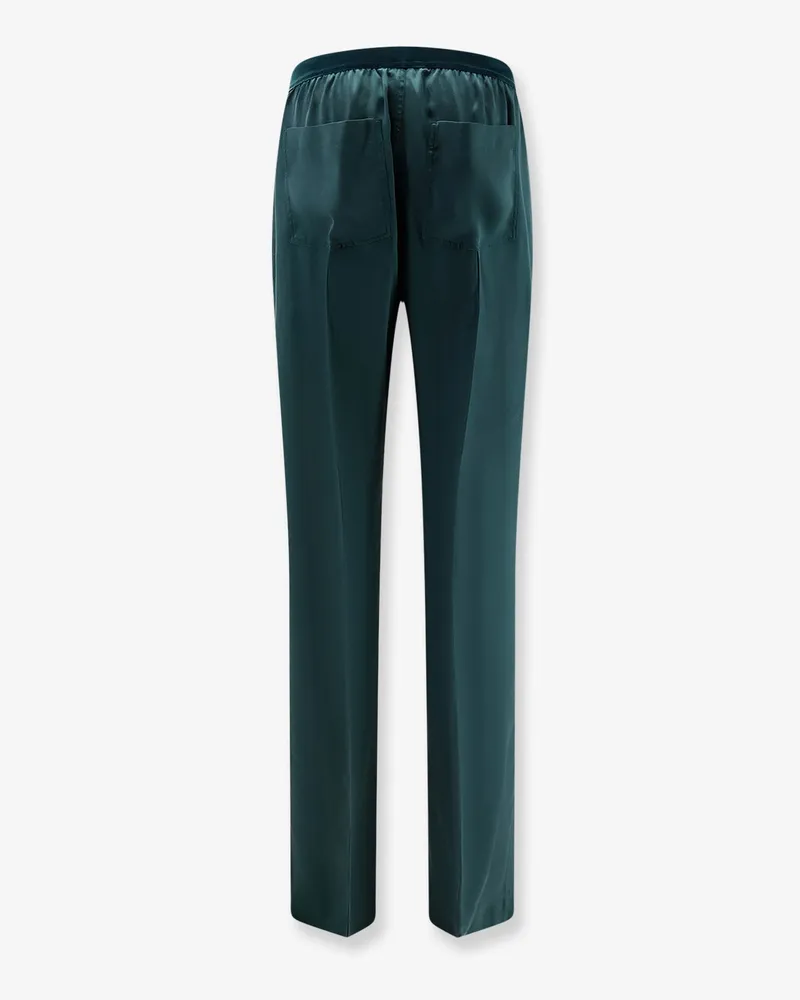 Tom Ford Women Satin Trousers Green Silk Green