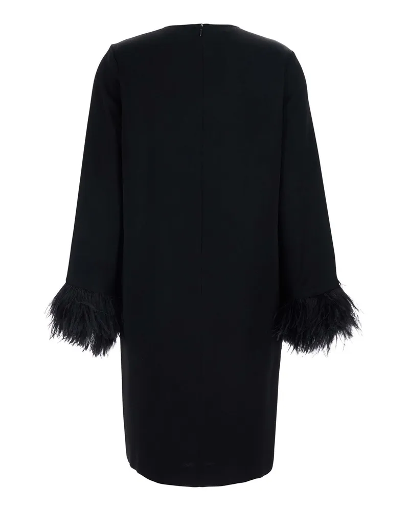 Antonelli Firenze Women's Dress Violetta Black Satin With Feathers Black
