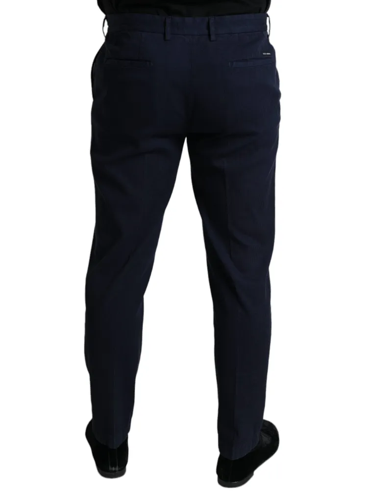 Dolce & Gabbana Men's Dark Blue Cotton Stretch Slim Fit Dress Pants Elastane Navy