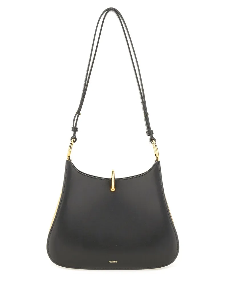 Paco Rabanne Women's Medium Leather Ring Bag Black Shoulder Black