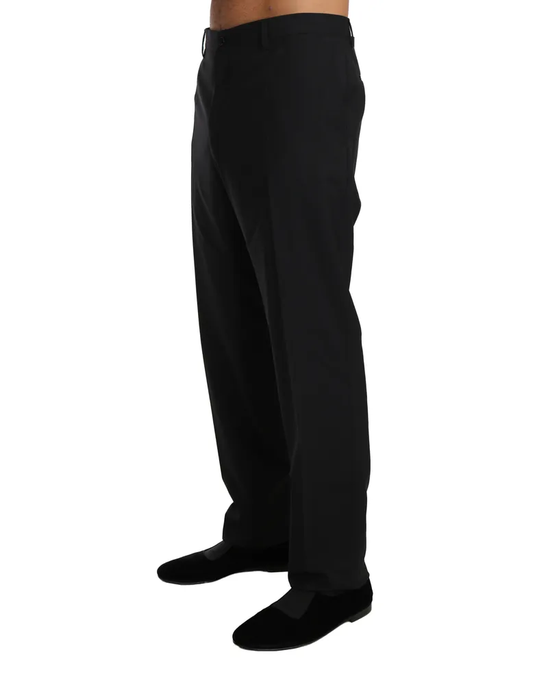 Dolce & Gabbana Men's Black Wool Stretch Formal Trousers Black