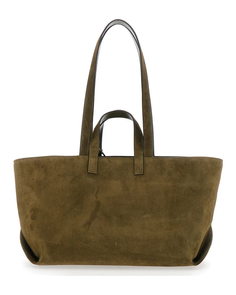 A.P.C. Women's Tote Bag Le Drummer Green Suede Calf Leather Green