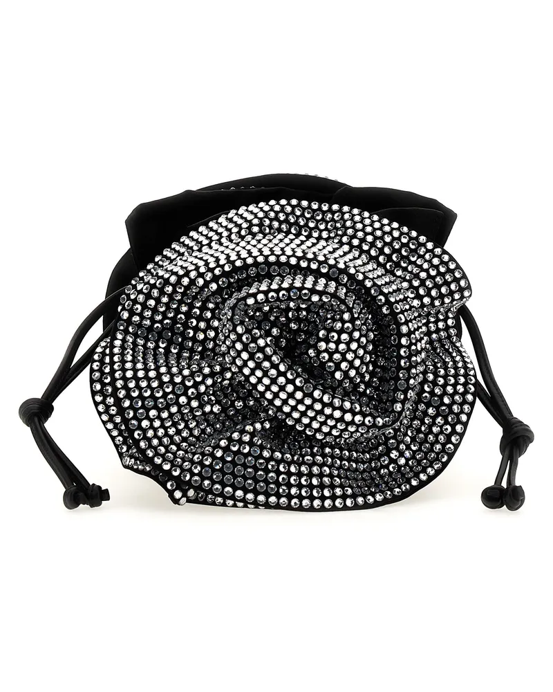 Magda Butrym Crystal-Embellished Floral Crossbody Bag — Black Black