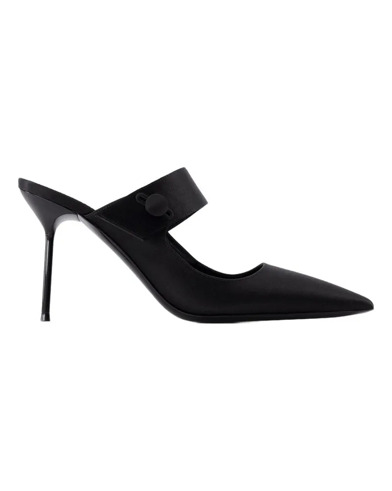 Paris Texas Women's Lidia Couture Sabot 90 Pumps -  Silk Black Shoes Black