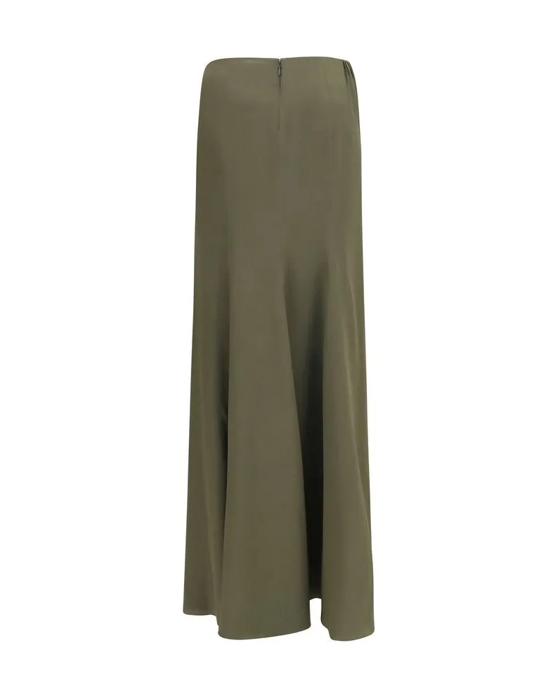 Alexander McQueen Women's Bicolor Silk Long Skirt Green
