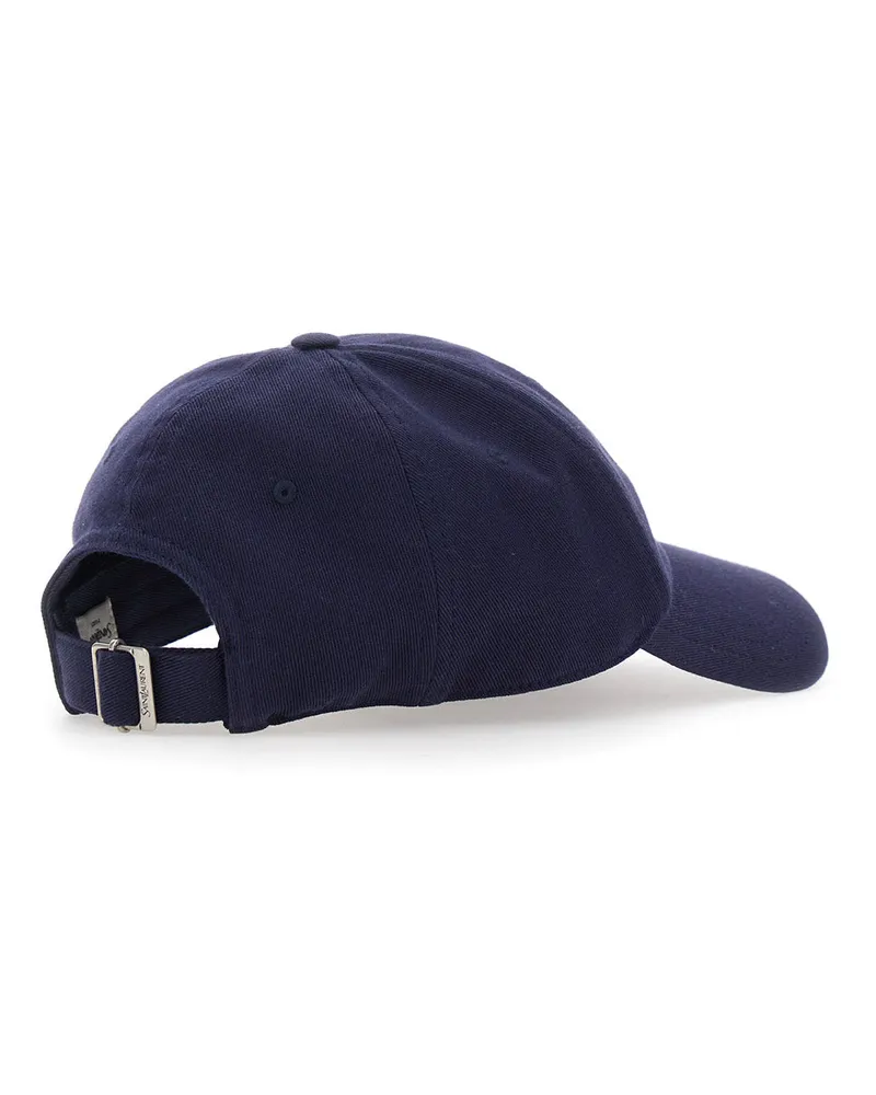 Saint Laurent A000TX Embroidered Logo Cotton Baseball Cap — Navy Navy