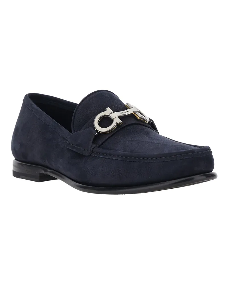 Ferragamo Men's Loafers Avril Blue Calf Leather Blue