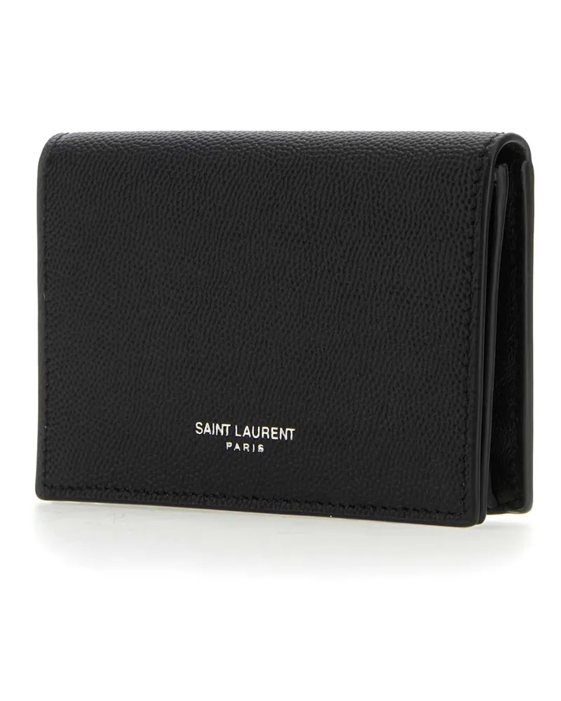 Saint Laurent Grained Calfskin Wallet — Black Black