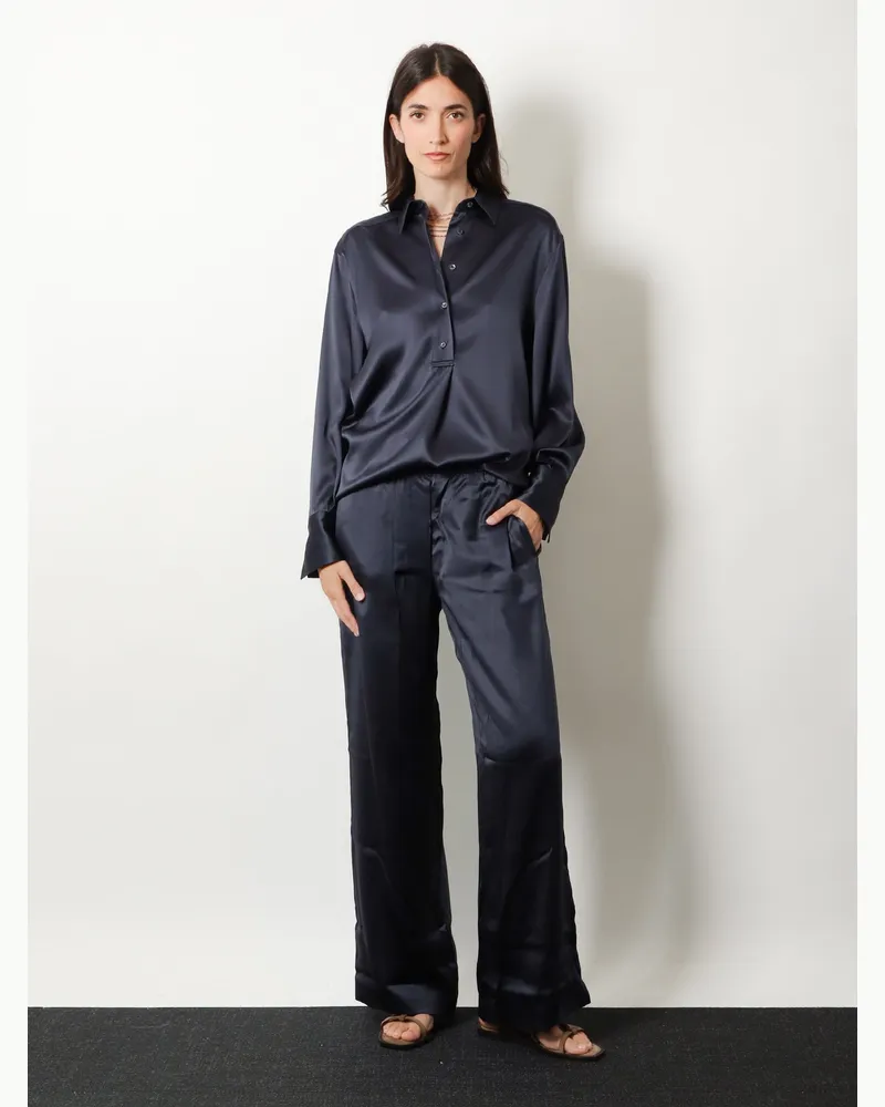 Brunello Cucinelli Women's Silk Trousers Blue Blue