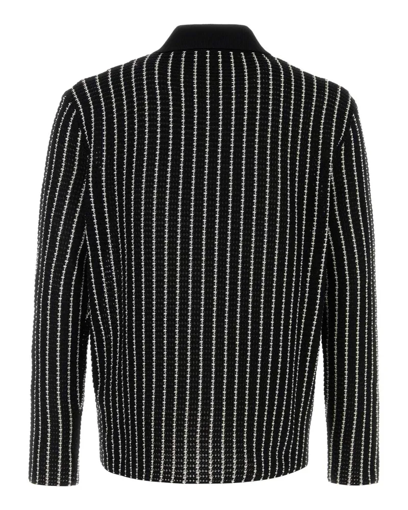Jil Sander Men's Embroidered Crochet Cardigan Blackwhite Cotone Maglieria Black