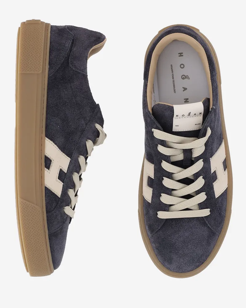 Hogan Men's Sneakers H705 Suede Blue Trainers Blue