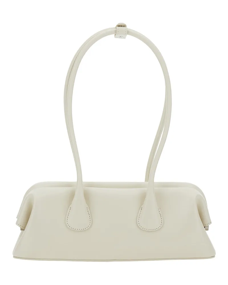 OSOI Women's Shoulder Bag Boat Wide Mini White Leather Cow White