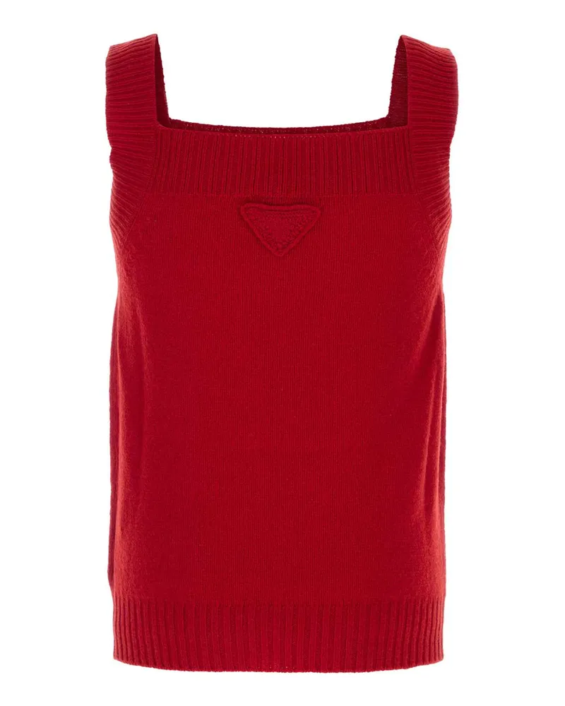 Prada Men's Red Wool Vest Rosso Exterior: Virgin Maglieria Sweater Red