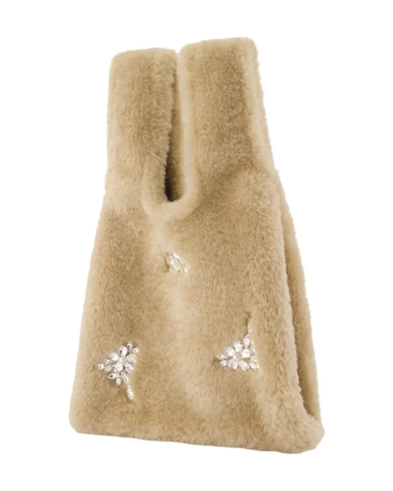Simone Rocha Women's Mini Shopper Bag -  Faux Fur Beige Faux_fur Totes-Shopping-Bags Beige