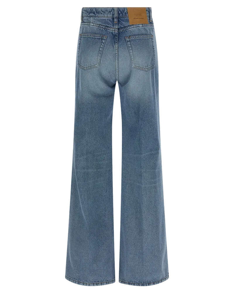 AMI Paris Stonewashed Flared Jeans — Blue Blue