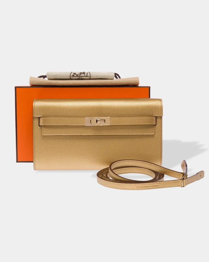 Hermès Kelly To Go Wallet on Strap — Metallic Gold Gold