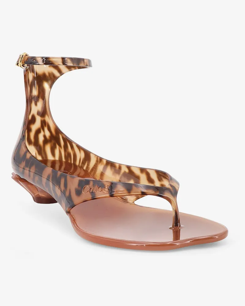 Chloé Women's Sandals Jelly Tpu Animal Print Multicolour Brown