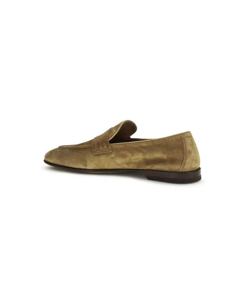 Bally Men's Beige Calf Leather Bos Taurus Slip-On Loafers Beige