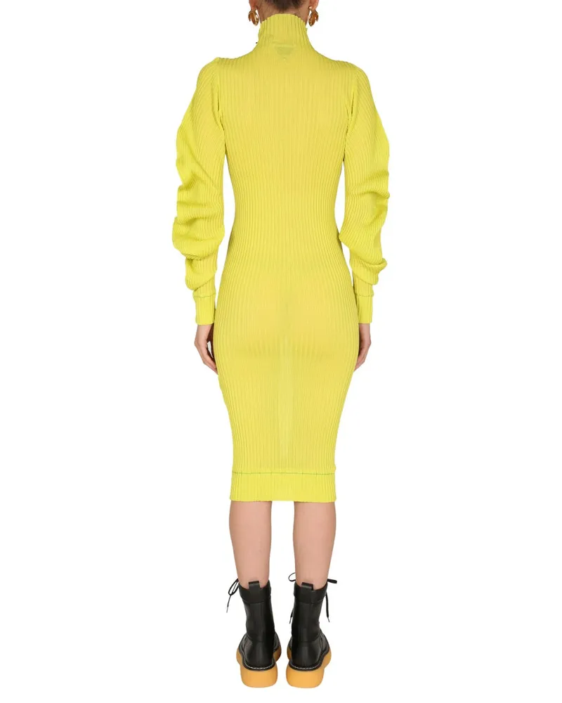 Bottega Veneta Silk Polo Neck Dress — Green Green