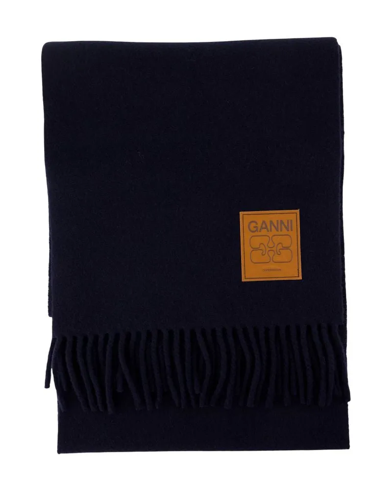 Ganni Women's Double Face Solid Scarf -  Wool Black Accessories Black