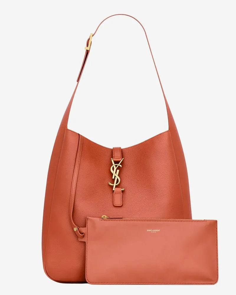 Saint Laurent Women's Le 5 À 7 Bag Textured Leather Orange Shoulder Orange