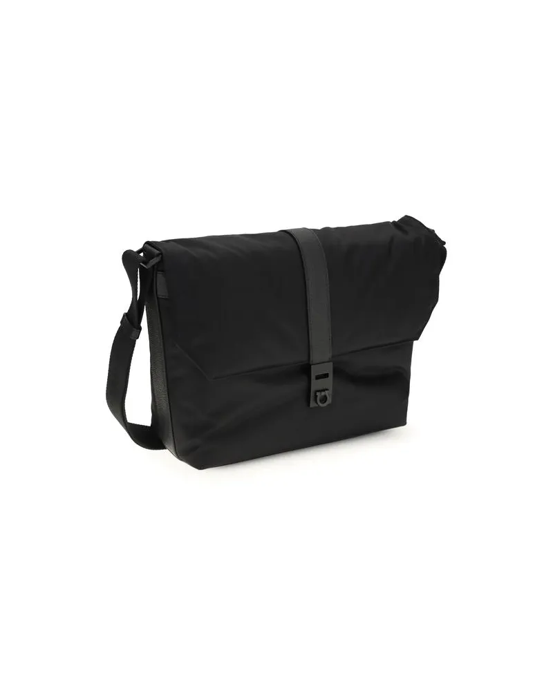 Ferragamo Men's Black Nylon Shoulder Bag Black