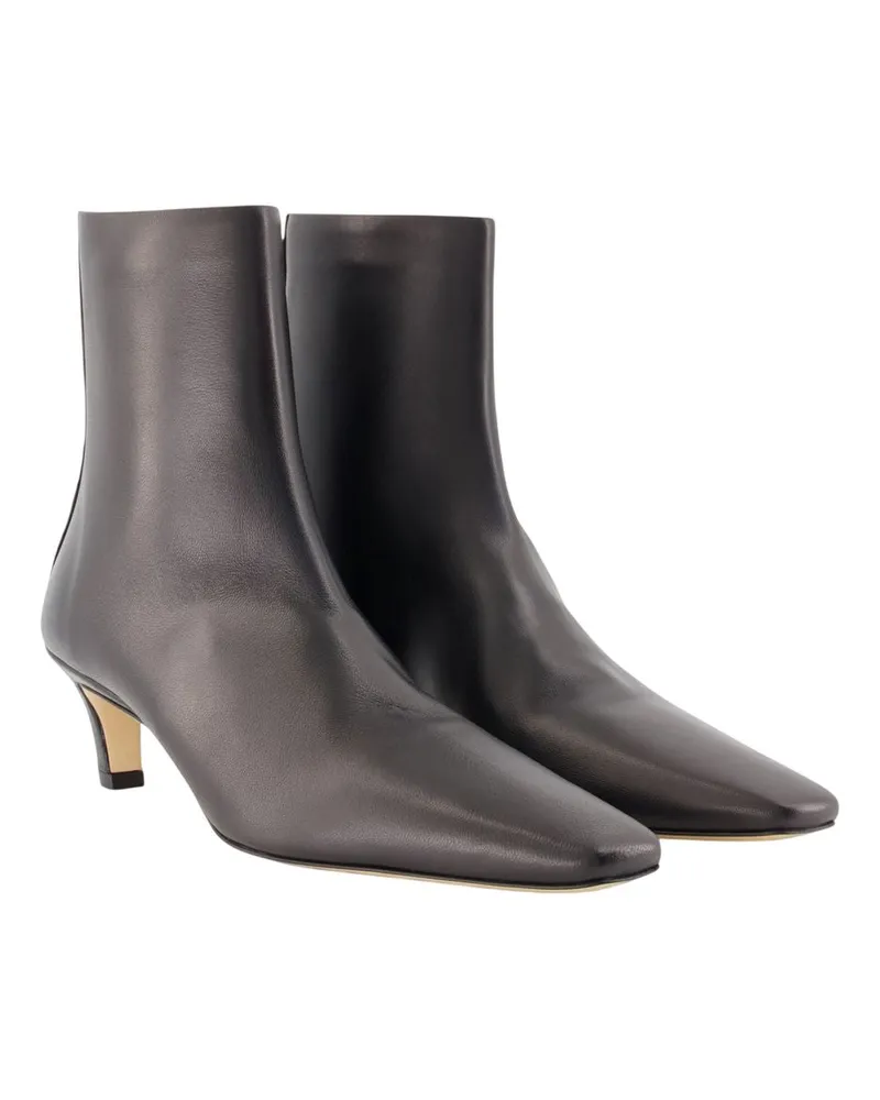 Totême Women's Mid-Heel Ankle Boots -  Leather Black Calfskin Shoes Ankle-Boots Black