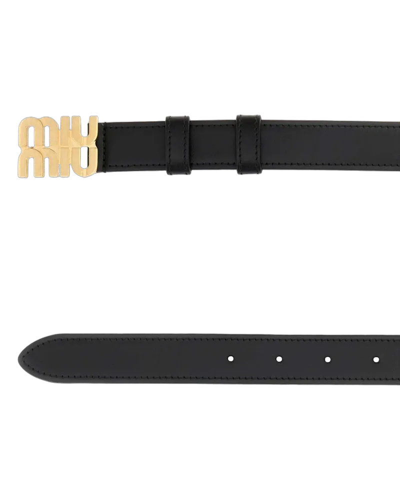 Miu Miu Women's Black Leather Belt Nero Vitello Cinture Black