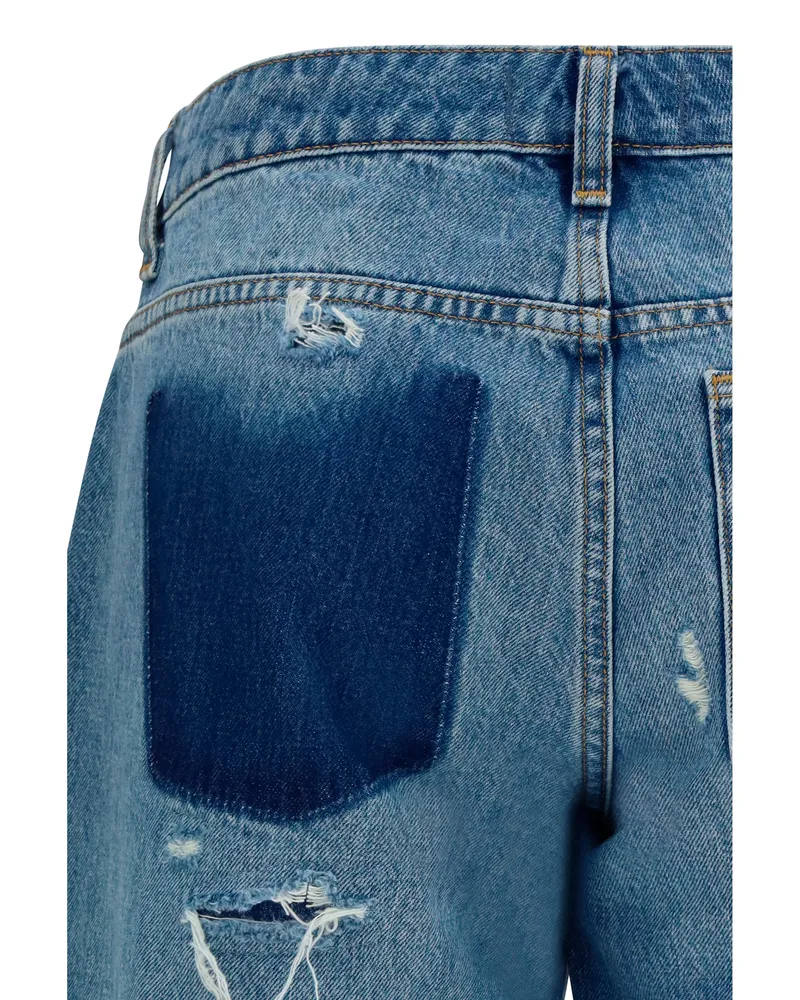 7 for all mankind Women's Jeans Straight-Leg Shadowcrest Cotton Blue