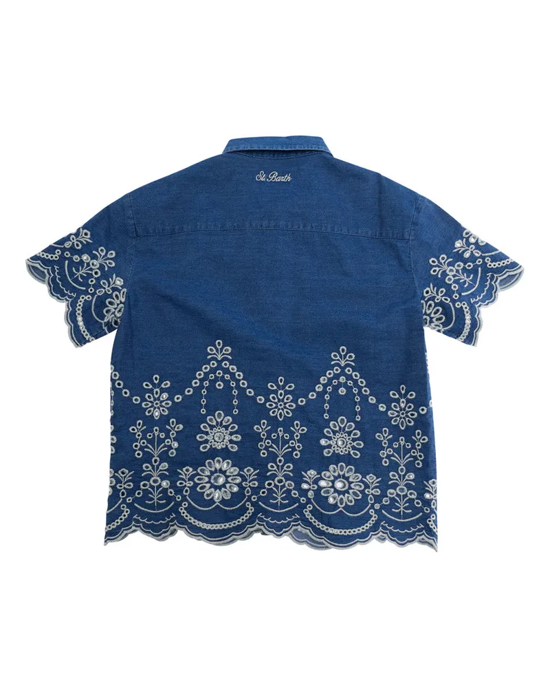 MC2 Saint Barth Girls Shirt Clementine Jr Chambray Blue Cotton Blouses And Blue