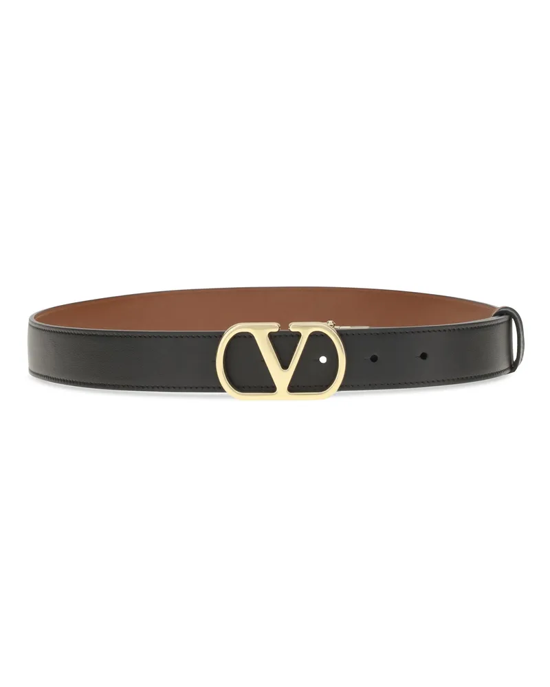 Valentino Garavani Women's Reversible Vlogo Signature Belt Nero-Deep Caramel Calf Leather Bos Taurus E Braces Nero/deep Black