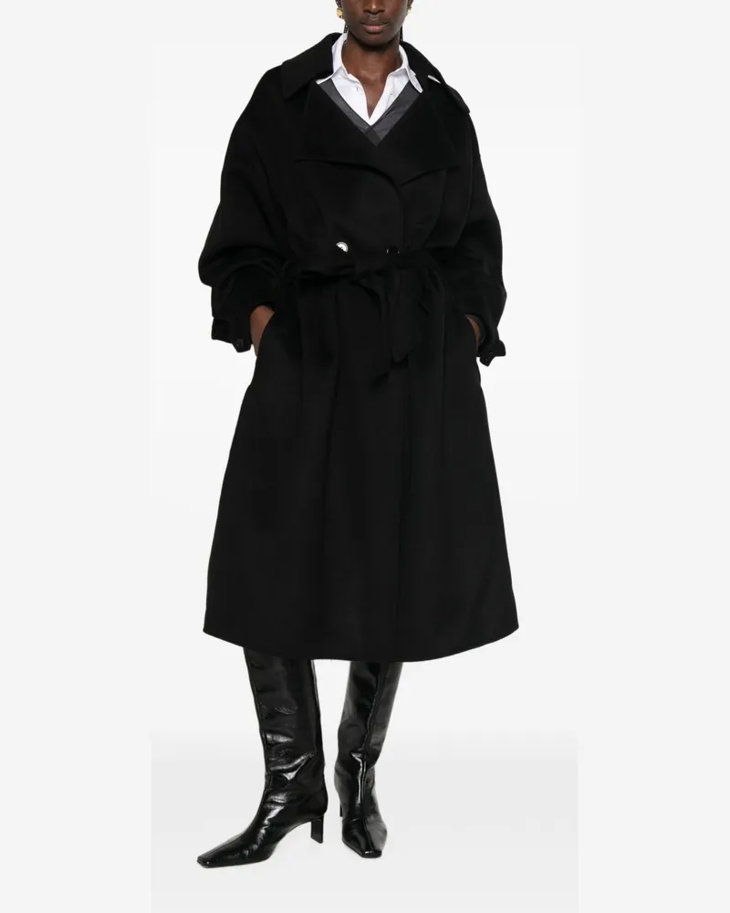 032c Double-Breasted Wool Blend Coat — Black Black