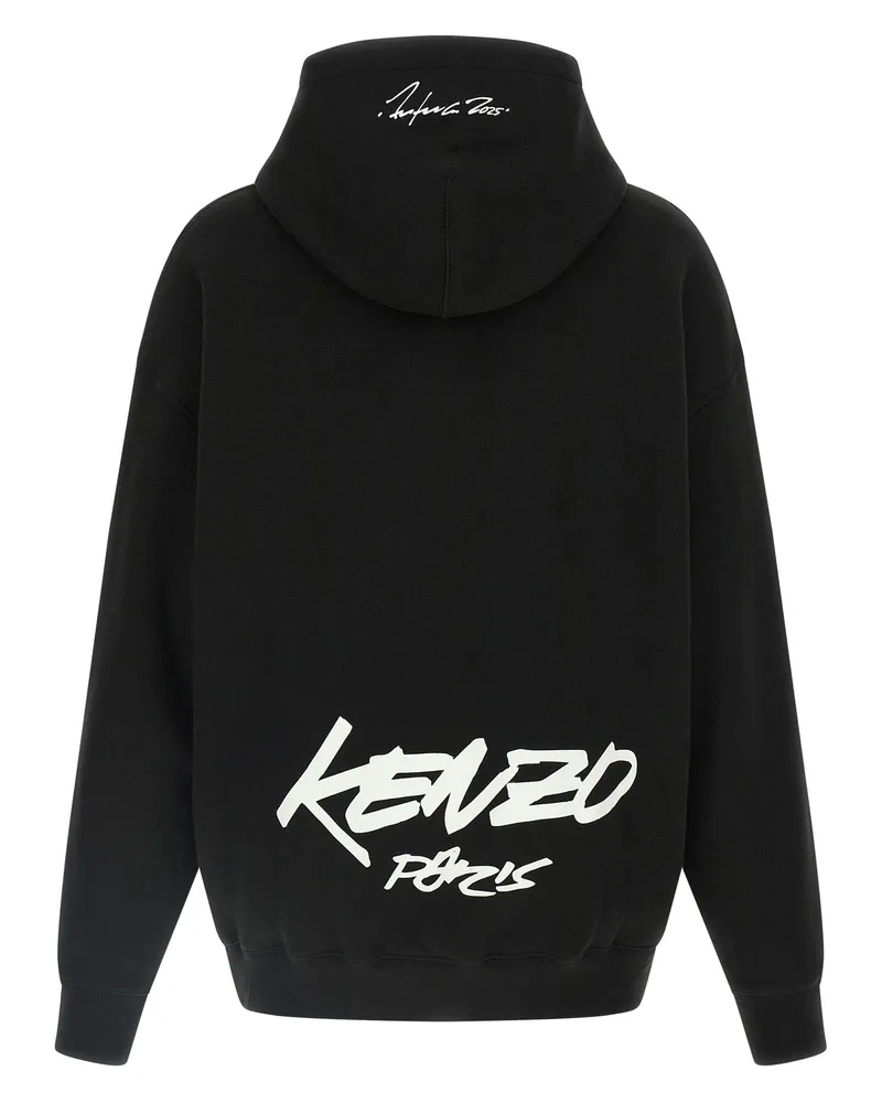 Kenzo Flower-Embroidered Hoodie — Black Black