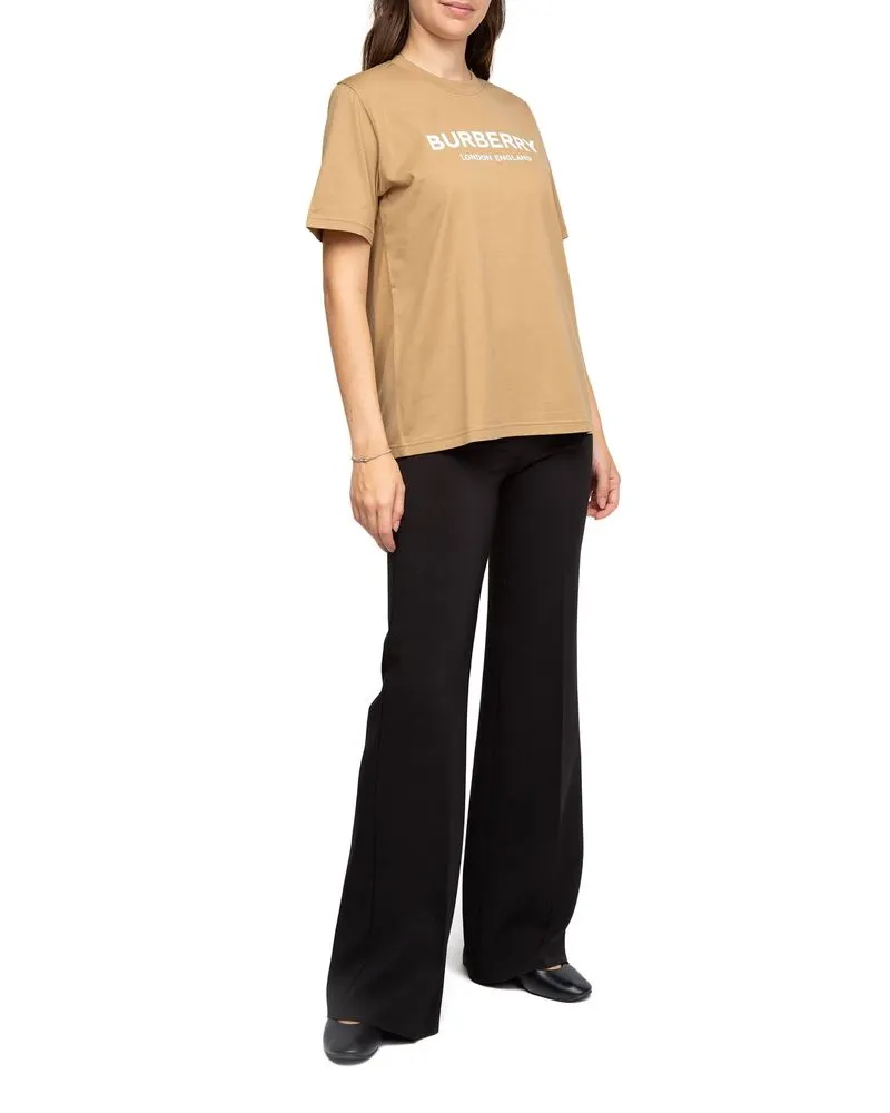 Burberry Logo-Print Cotton T-Shirt — Beige Beige