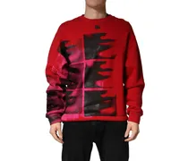Graphic Print Crew Neck Sweatshirt — Red