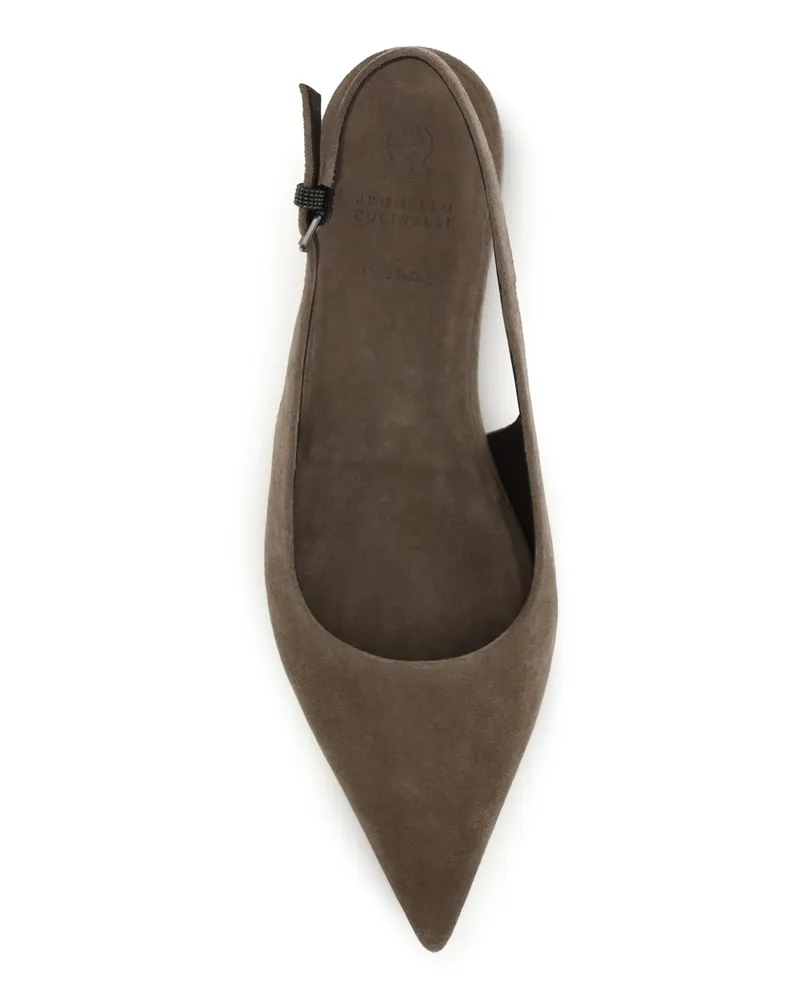 Brunello Cucinelli Women's Ballerina Shoes Suede Shore Upper: Calf Leather 