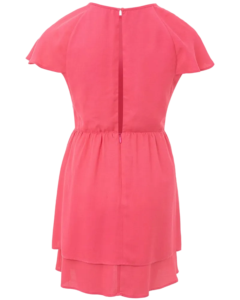 Armani Exchange Viscose Ruffle-Sleeve Dress — Pink Pink