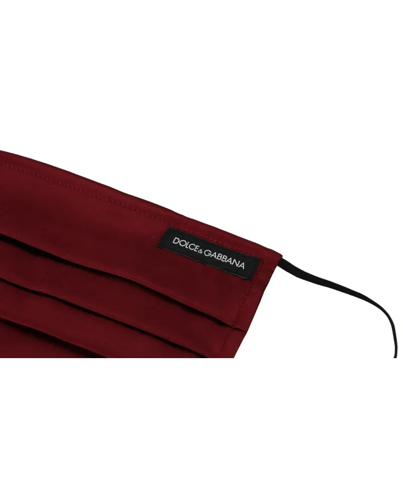 Dolce & Gabbana Women's Maroon Silk Pleated Elastic Ear Strap One Size Face Mask Accessory Maroon
