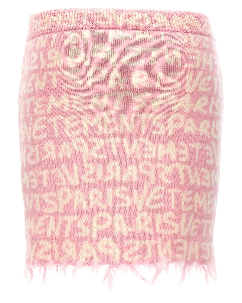 VETEMENTS Graffiti Monogram Jacquard Skirt — Pink Pink