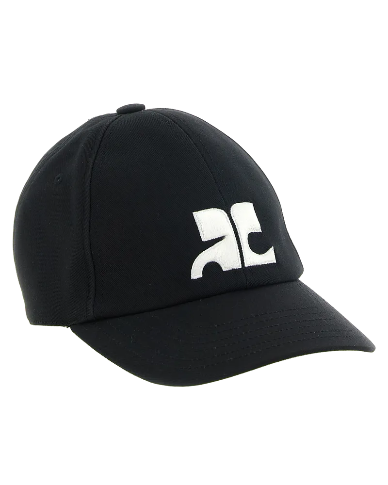 Courrèges CO345535BM AC Logo Cotton Baseball Cap — Black Black
