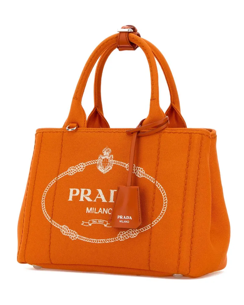 Prada Women's Orange Canvas Small  Jardiniã¨re Handbag Papaya Borse A Mano Bag Orange