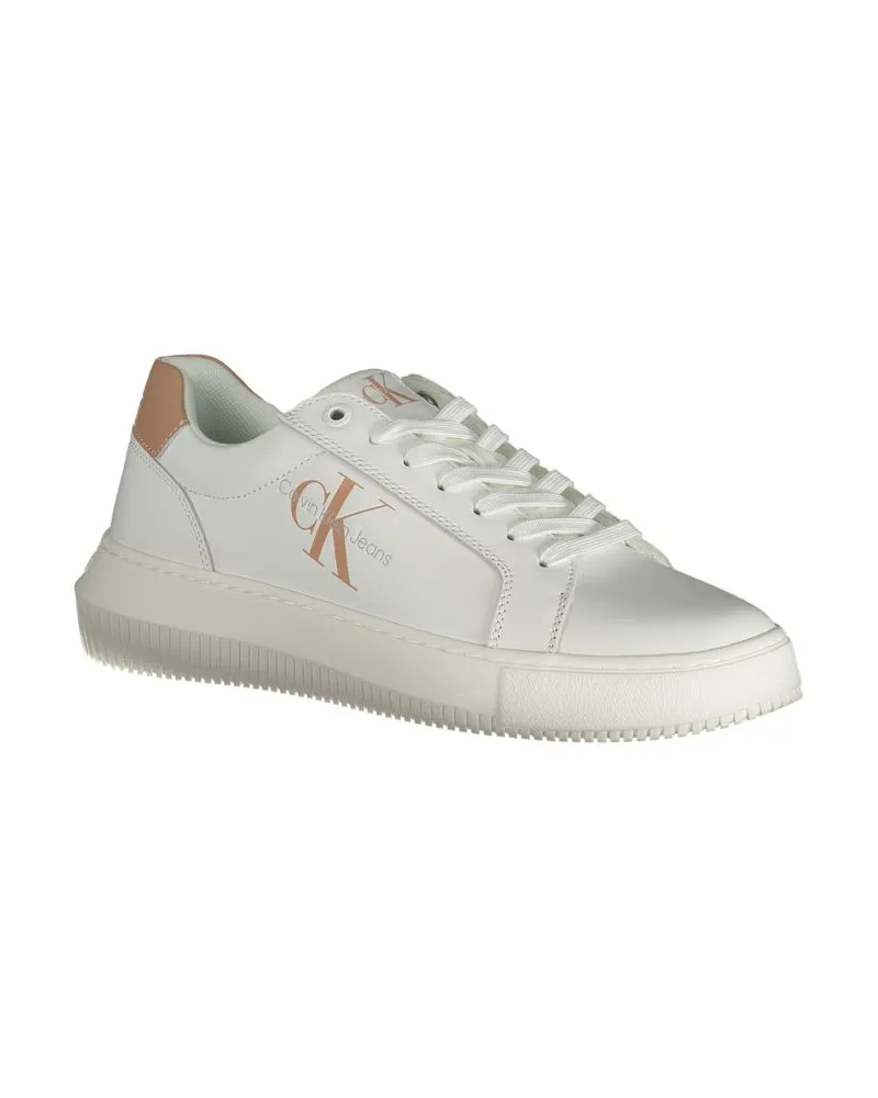 Calvin Klein Leather and Recycled Polyester Sneaker — White White