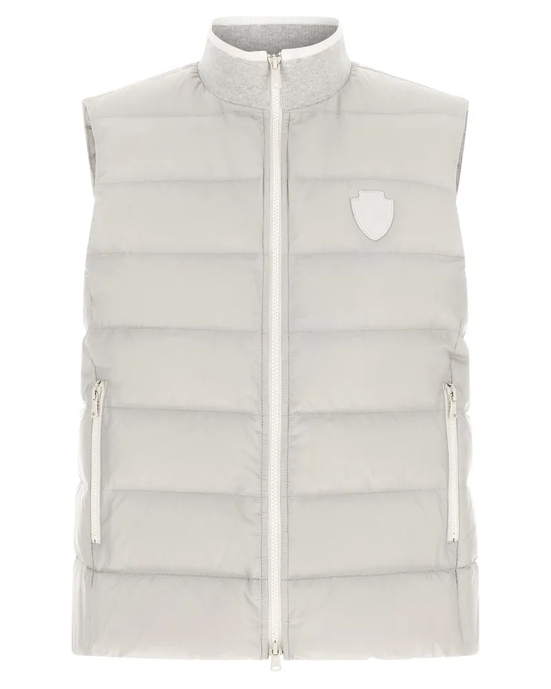 Brunello Cucinelli Heraldic Patch Quilted Vest — White White
