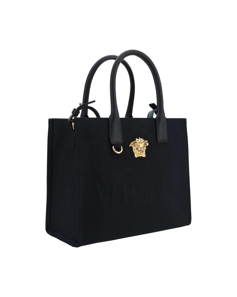 Versace Women's Black Cotton Shoulder Bag Black