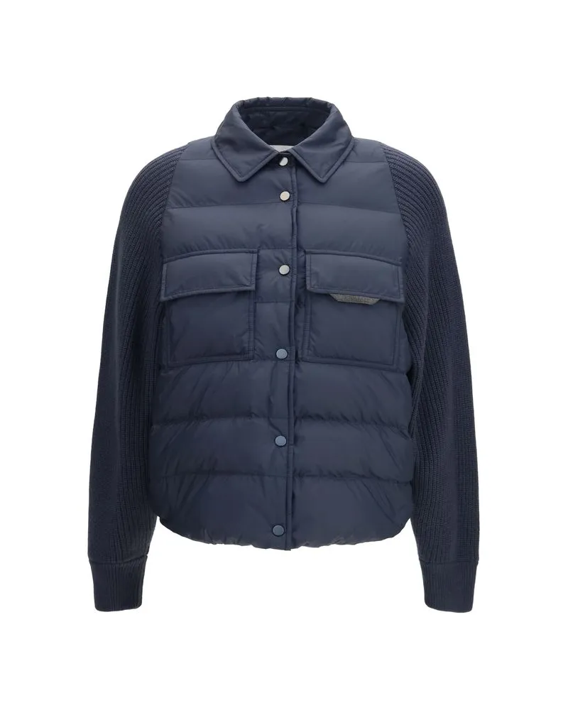 Brunello Cucinelli Monil Chain Hybrid Down Down Jacket — Navy Navy