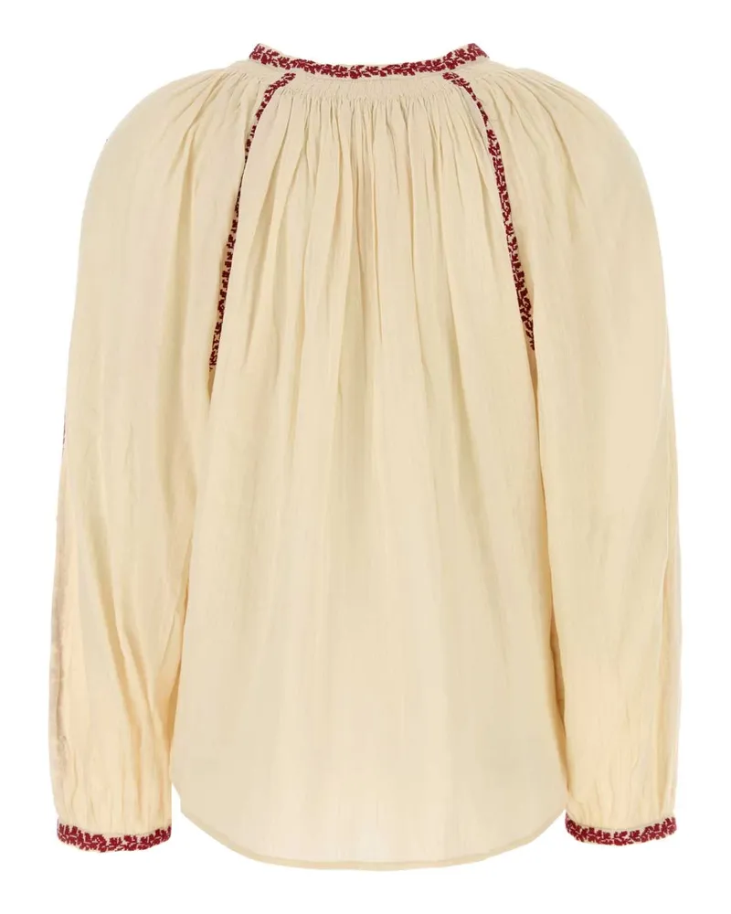 Étoile Isabel Marant Embroidered Cotton Blouse — Beige Beige