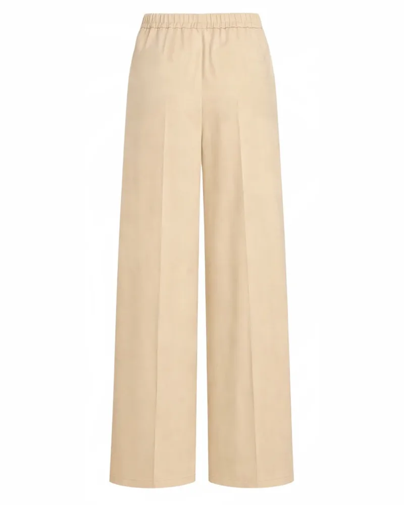 Patou Wide-Leg Cotton Bio Trousers — Beige Beige