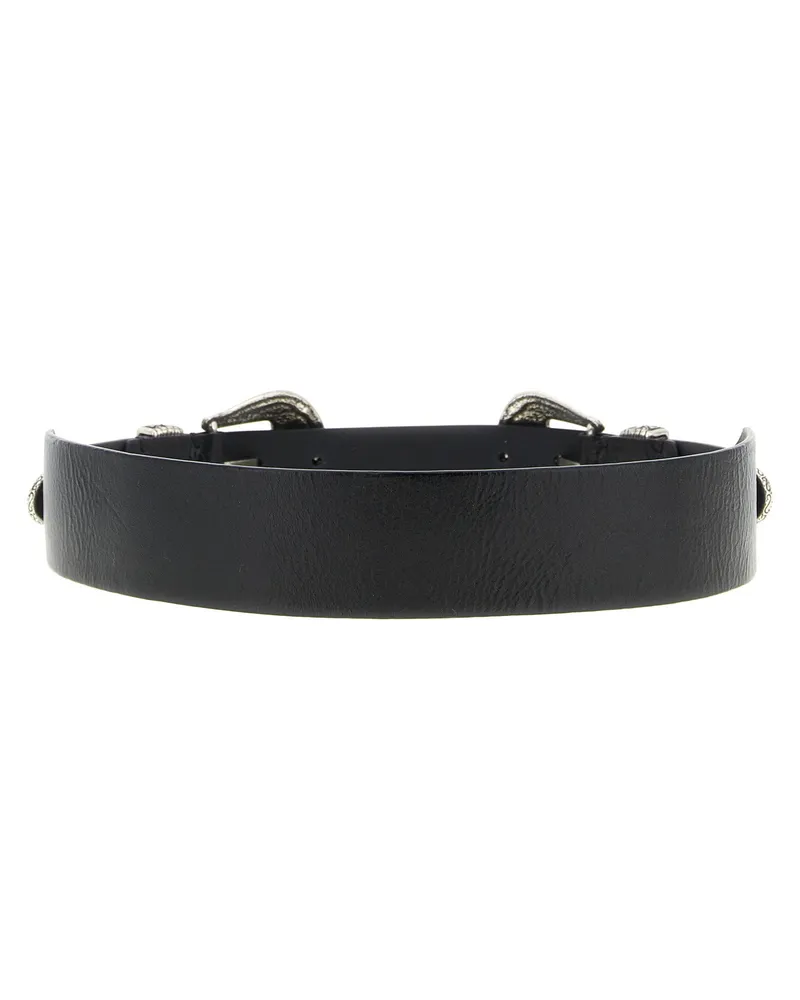 Golden Goose Double Buckle Leather Belt — Black Black