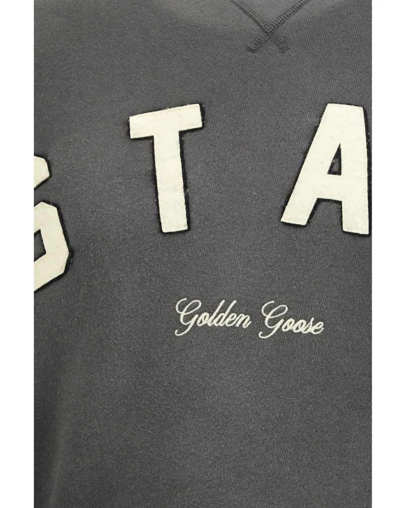 Golden Goose Men's Star-Embroidered Sweatshirt Charcoal Cotton Sweatshirts Sweater Gray
